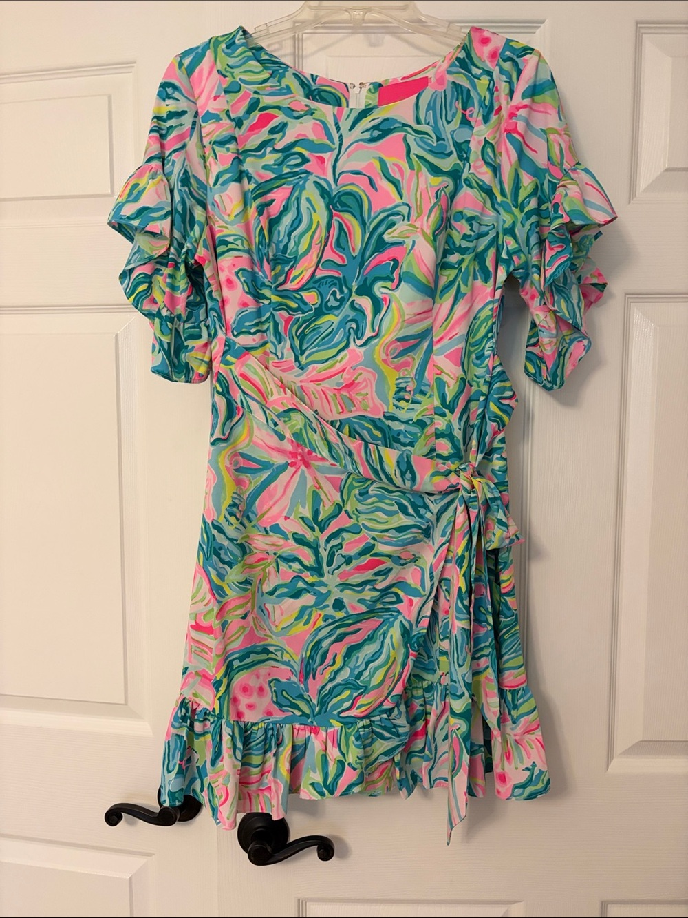 Lilly Pulitzer Pink Blue Green Palm-Print Mini Dress
